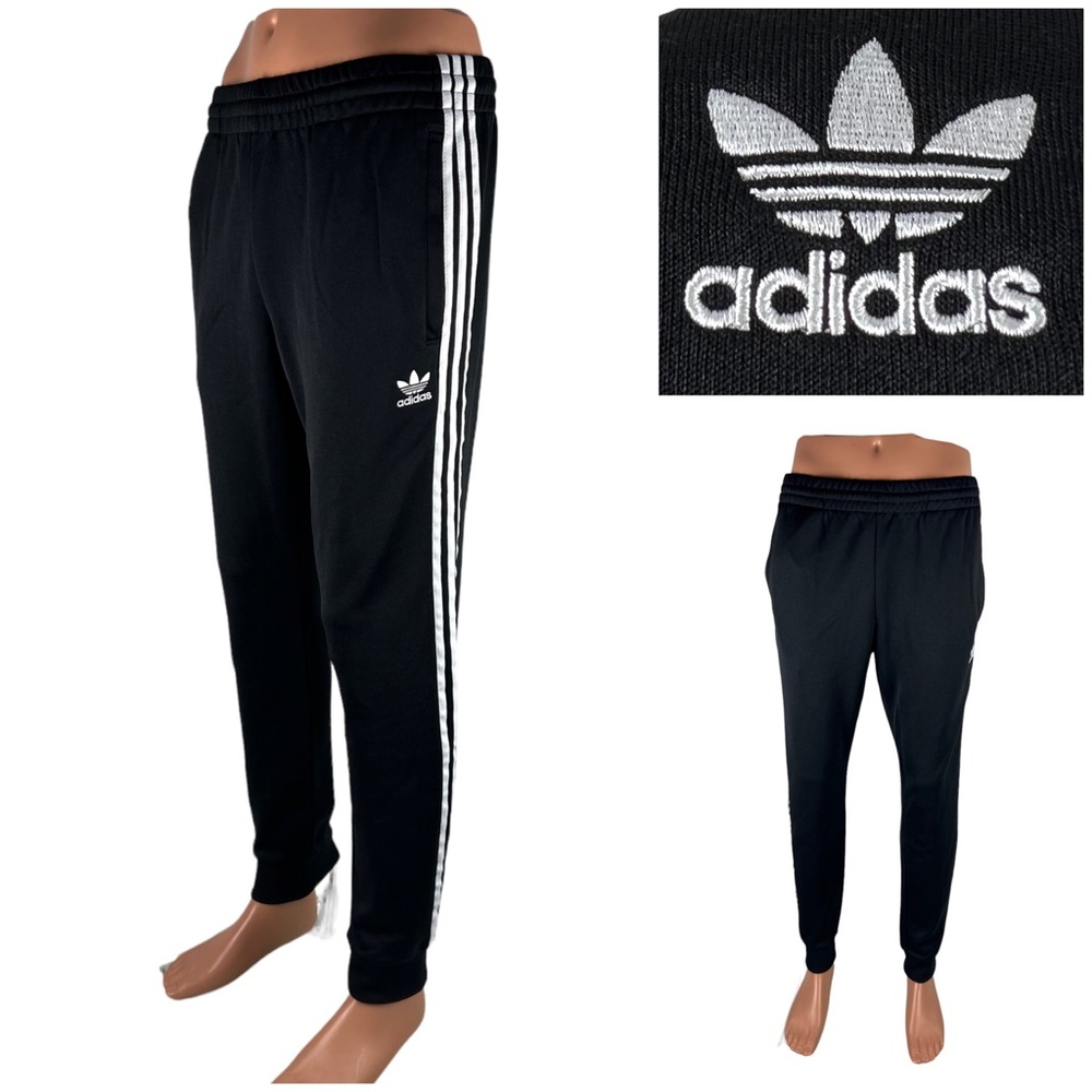 Adidas Originals Mens Medium Superstar Track Pants Black White CW1275 EUC